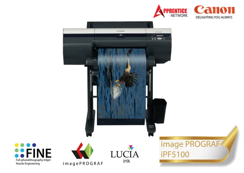 Mesin Cetak Gambar Besar, A2 Printer, 12 colours, A2 Paper Tray, Canon ImagePROGRAF IPF5100